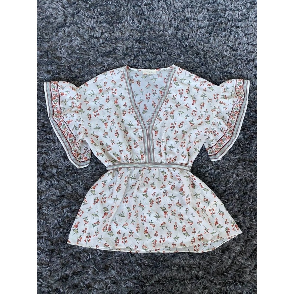 Max Studio Floral Short Sleeve Blouse